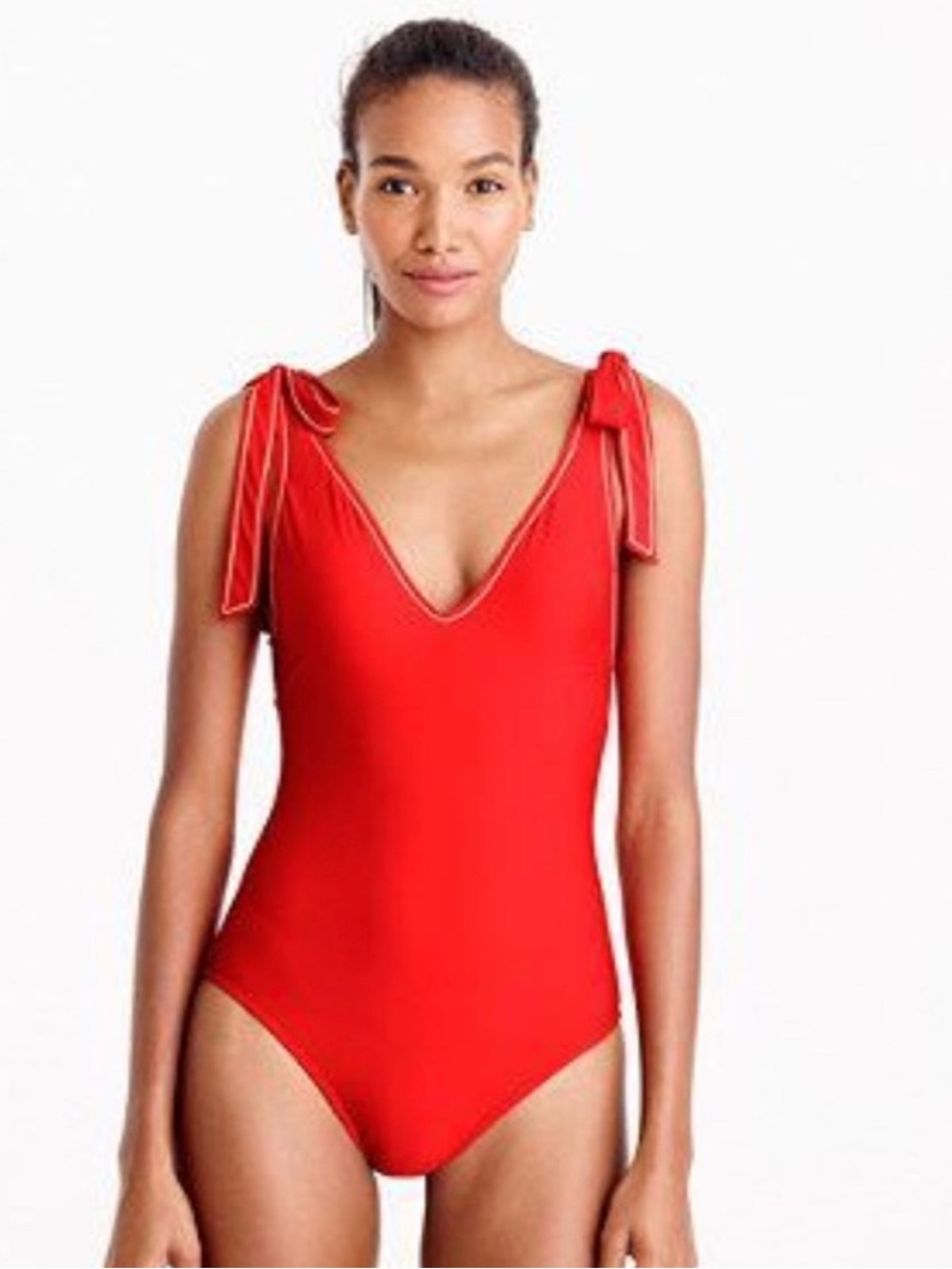J. Crew Shoulder-tie one-piece swimsuit Size 2 red NWOT